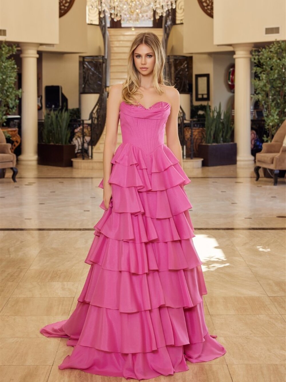 FUCHSIA PINK FORMAL DRESS. BALL GOWN. PAGEANT PARTY BRIDESMAIDS MILITARY EVENING